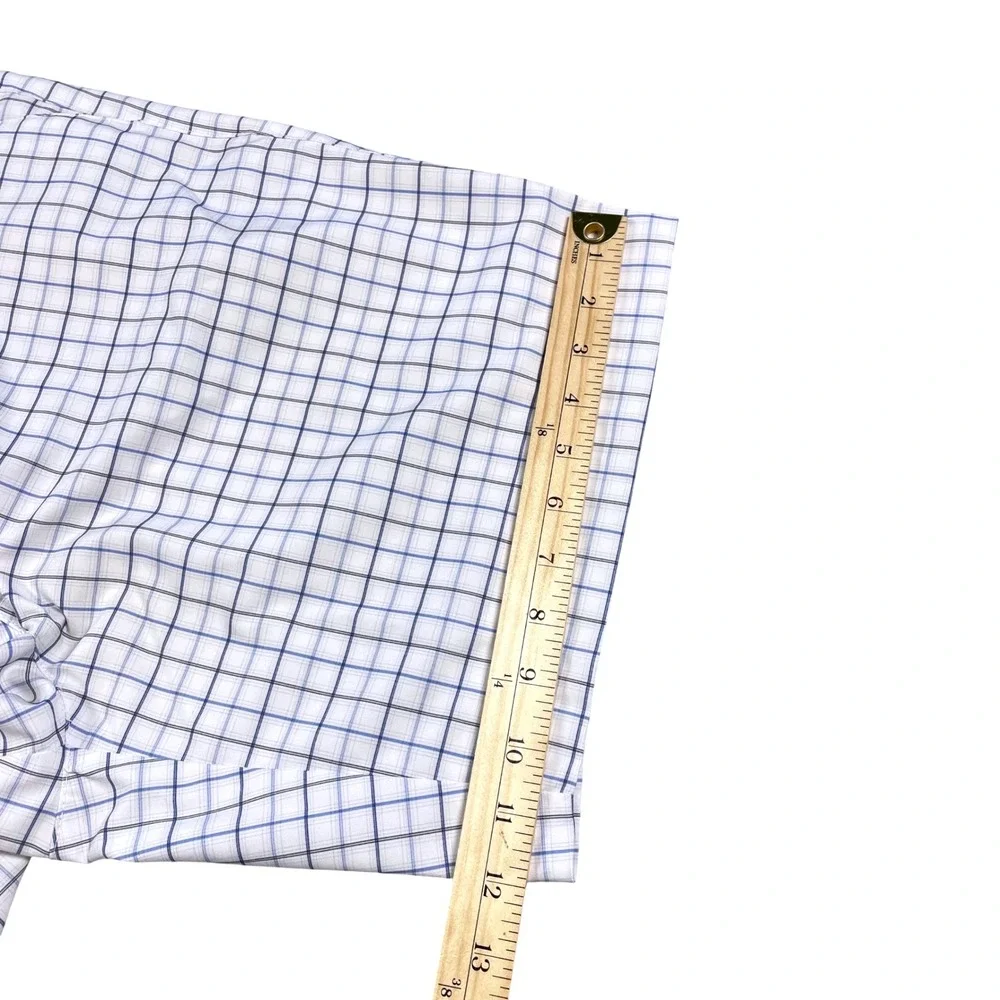 PGA Tour‎ Mens White Blue Plaid Golf Shorts Size 38 x 8.5 Performance Stretch